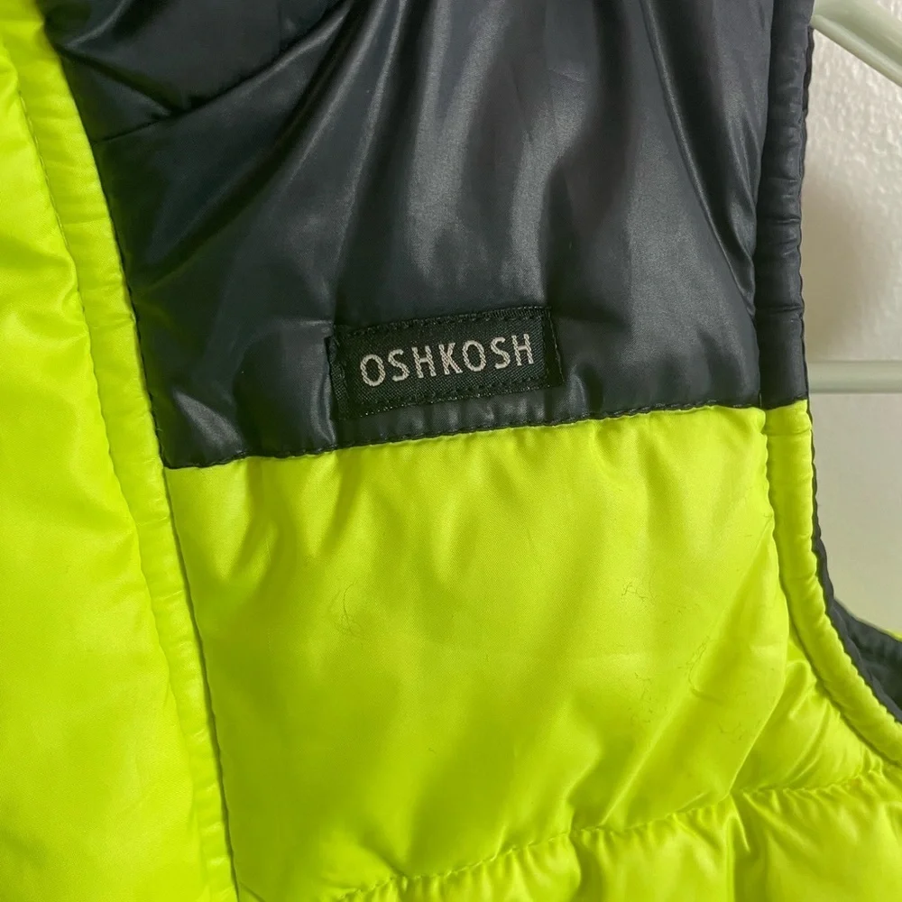 OshKosh B'gosh Neon Yellow and Black Puffer Vest size 6